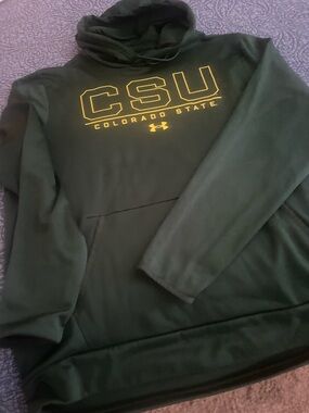 Under Armour Colorado State Dark Green Hoodie with Gold CSU Logo